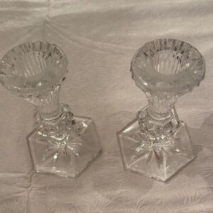 Elegant Clear Glass Candle Holders